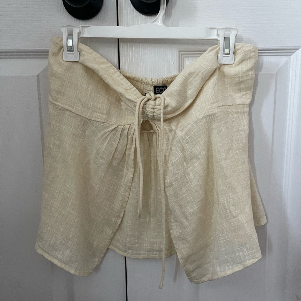 Urban Outfitters Cream Drawstring Strapless Top